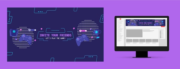 Free vector game night youtube channel art