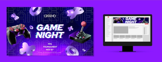 Vettore gratuito arte del canale youtube di game night