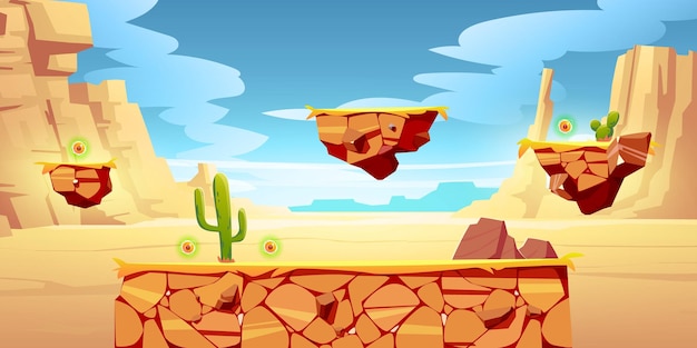 Free vector game platforms on desert landscape