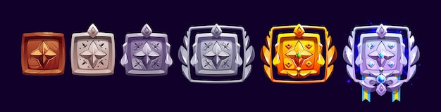 Free vector game rank badge achievement award with gem vector