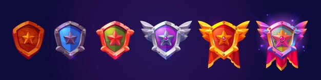 game rank badge level icon medal shield with star