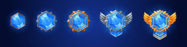 Free vector game rank gem badge ui award achievement in vector