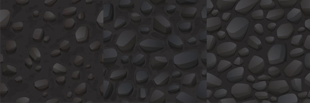 Game seamless patterns with stone and rock texture