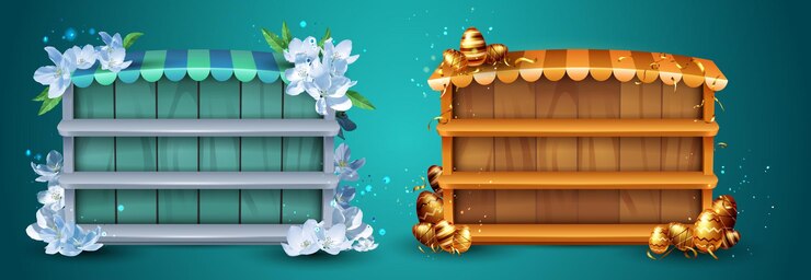 Free Vector game shop frames set isolated on background