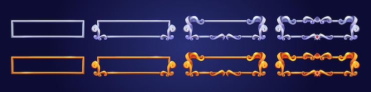 Free Vector game silver and gold ranking frames