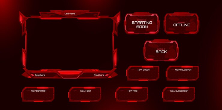 Free Vector game stream ui borders set isolated on black