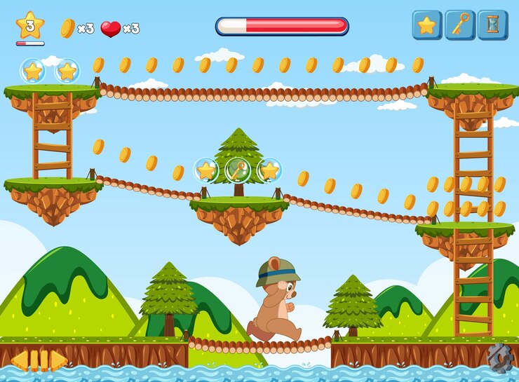 Free Vector a game template nature scene