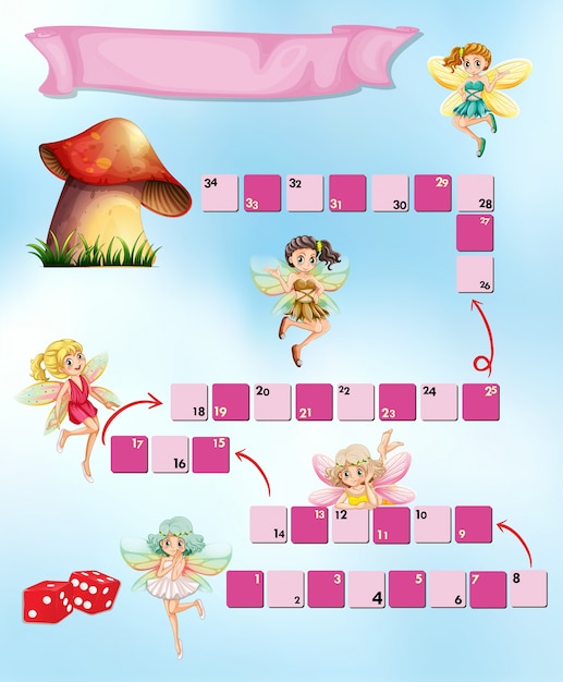 Game template with fairies flying