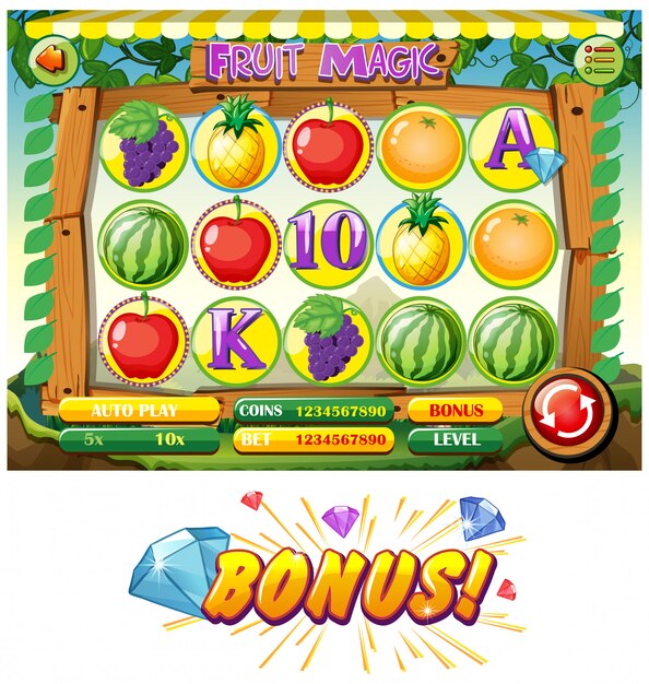 Game template with fruits