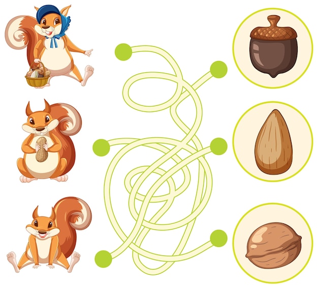 Game template with squirrels and nuts