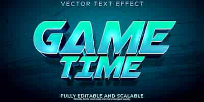 Free vector game time text effect editable gamer and esport text style