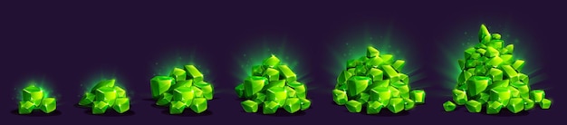 Бесплатное векторное изображение Игровые сокровища иконы груды изумрудных кристаллов