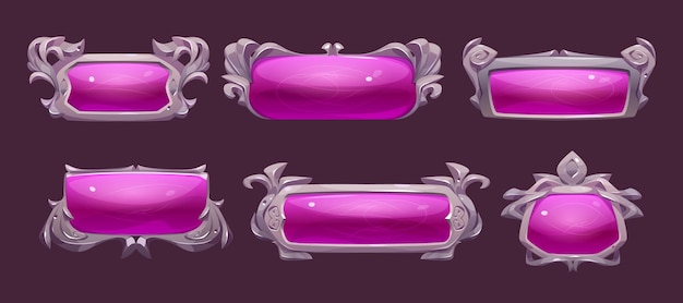 Game ui frames pink medieval menu glossy borders