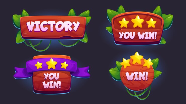 Free Vector game ui victory badge element level winner design
