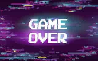 Free vector game over with glitch effect