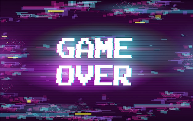 game over with glitch effect