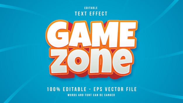 Game zone editable text effect with cartoon style