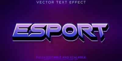 Бесплатное векторное изображение Текстовый эффект gamer esport, редактируемый поток и неоновый стиль шрифта