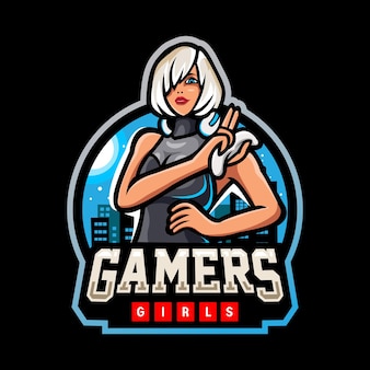 ゲーマー​の​女の子​の​マスコット​e​スポーツ​の​ロゴ​デザイン