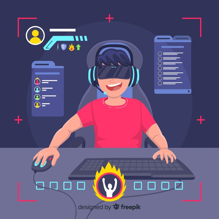 무료 Vector 컴퓨터를 가지고 노는 게이머