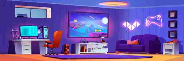 Free vector gamer room interior design