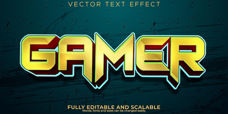 무료 Vector 게이머 텍스트 효과 편집 가능한 e스포츠 및 게임 텍스트 스타일