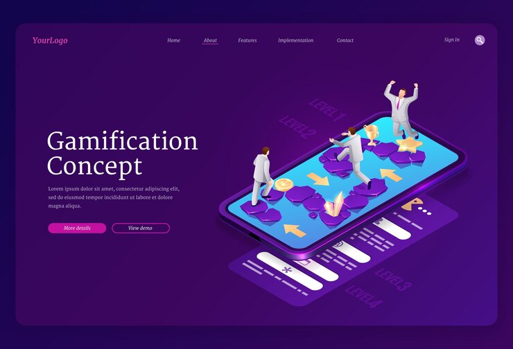Free Vector gamification landing page
