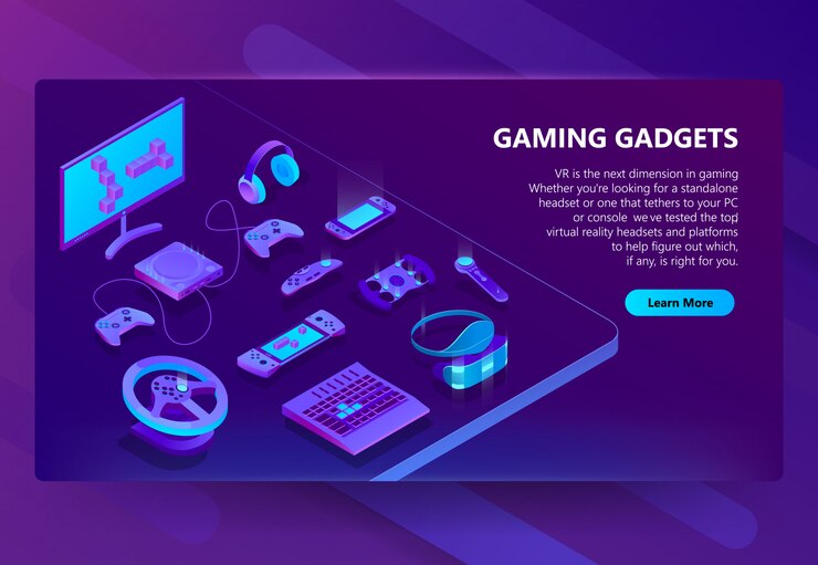 Free Vector gaming gadgets isometric concept background
