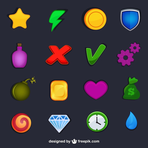 Free vector gaming icons pack