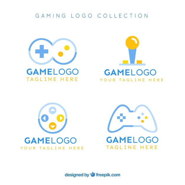 Gaming logo collection with flat design