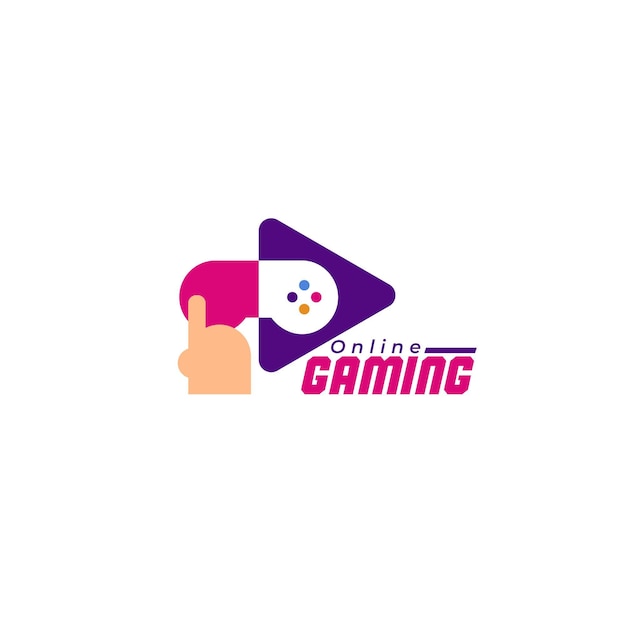 Gaming logo template with console illustrated