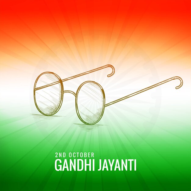 Gandhi jayanti with sketch spectacles indian color theme