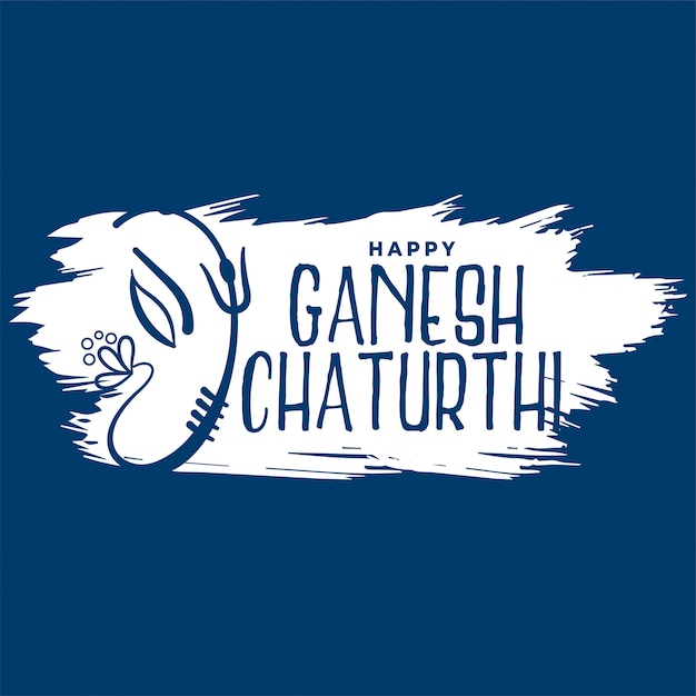 Ganesh chaturthi festival in paint brush stroke style