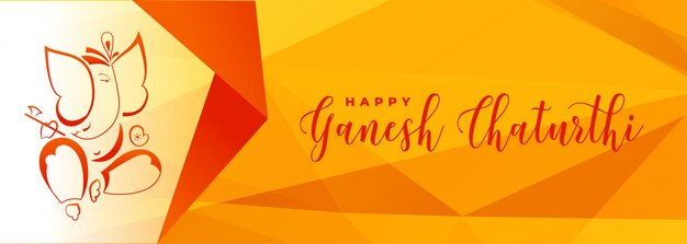 Ganesh chaturthi festival yellow banner in geometric style