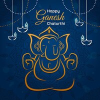 Ganesh chaturthi illustration with elephant and greeting