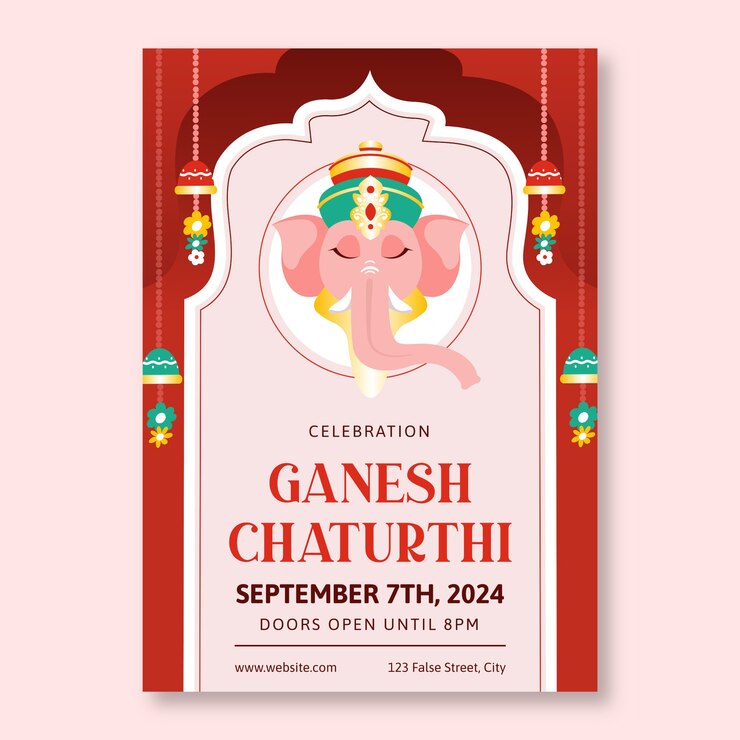 मुफ़्त वेक्टर गणेश चतुर्थी पोस्टर टेम्पलेट डिज़ाइन