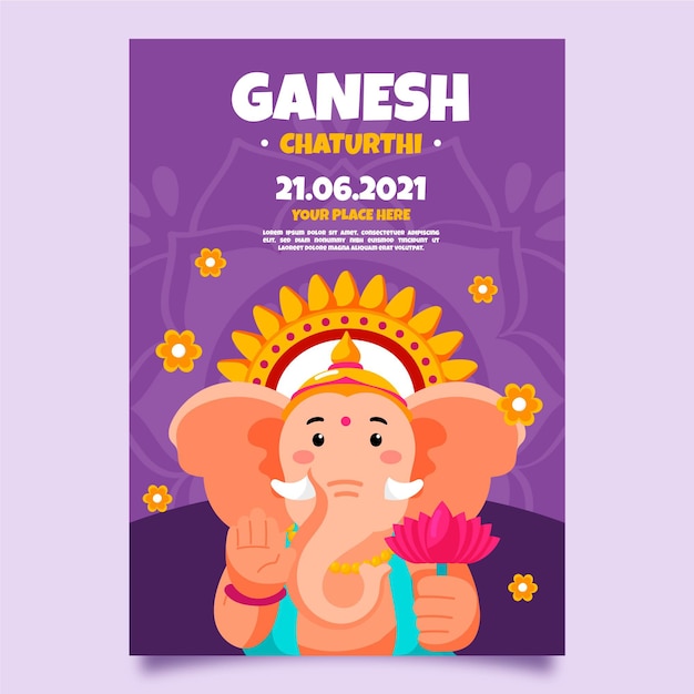 Free vector ganesh chaturthi poster template draw