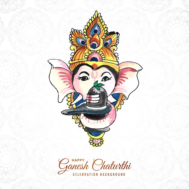 Ganesh chaturthi는 수채화 디자인에 인사말 카드를 기원합니다.