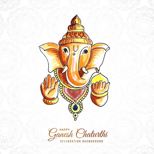 Free vector ganesh chaturthi wishes greeting card on watercolor design