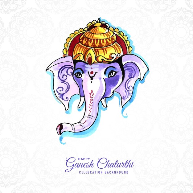 Free vector ganesh chaturthi wishes greeting card on watercolor design