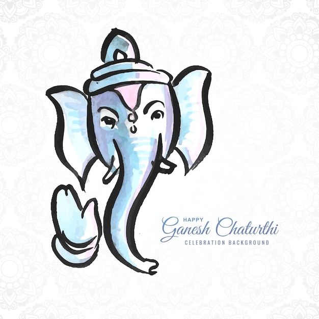 Ganesh chaturthi wishes greeting card on watercolor design