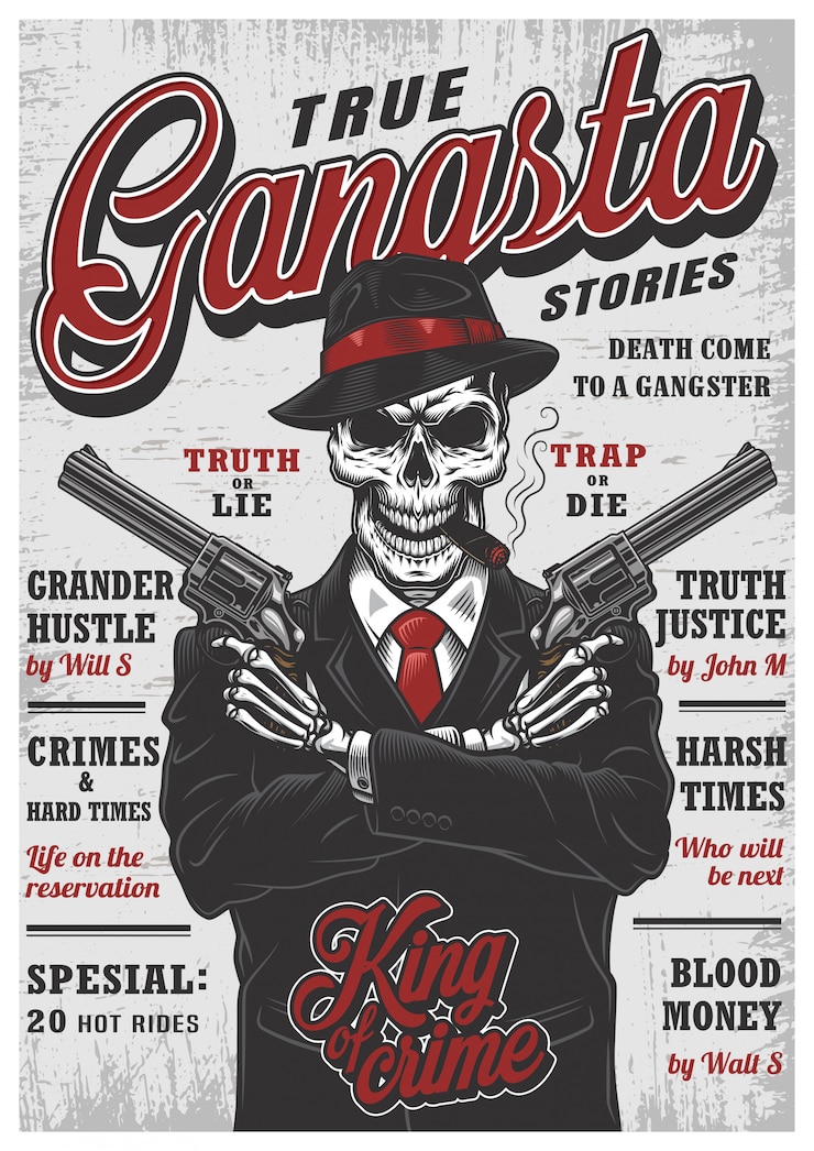 मुफ़्त वेक्टर gangsta skeleton magazine