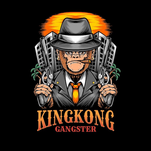 Free vector gangster ape holding gun vecto