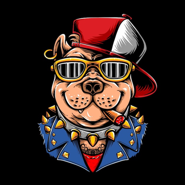 Gangster dog character vector illustration