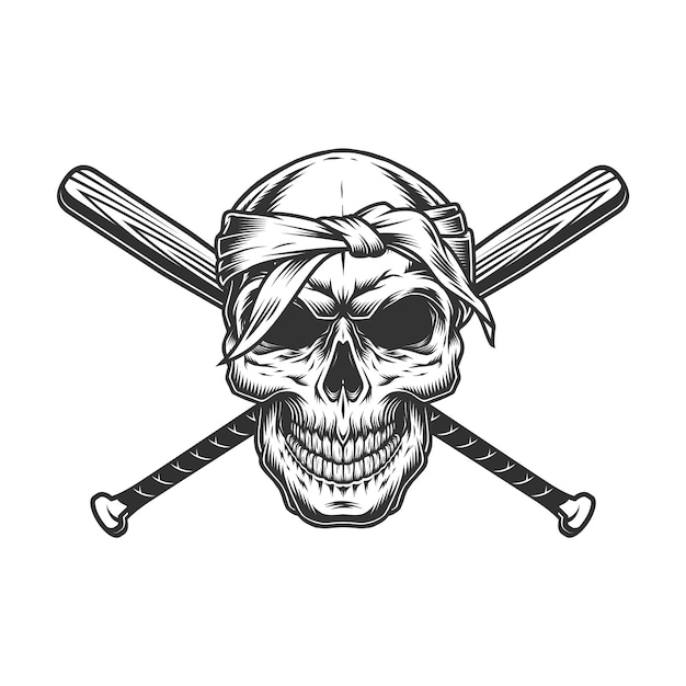 Free vector gangster skull in bandana