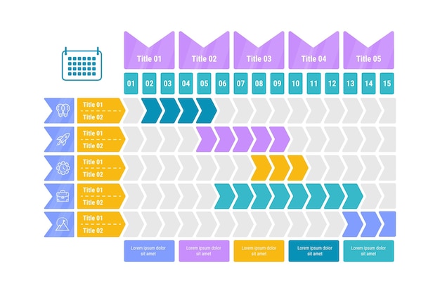 Diagramma di gantt in design piatto