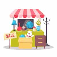 Free vector garage sale concept with items