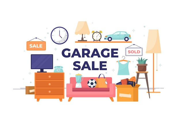 Garage sale illustration concept