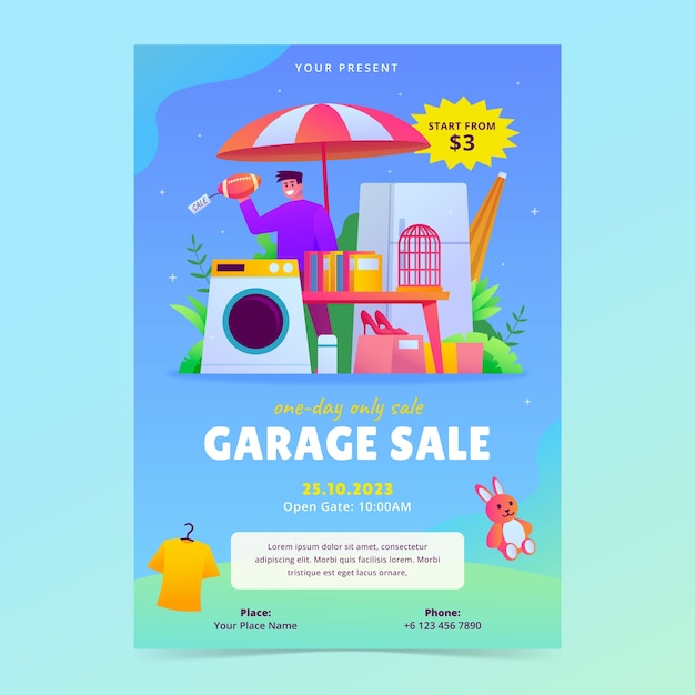 Free vector garage sale poster template design