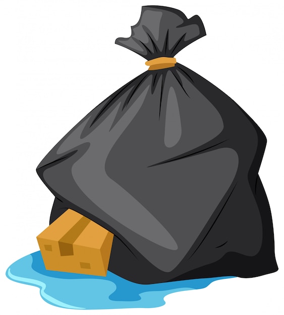 Бесплатное векторное изображение Мешок для мусора на мокром полу